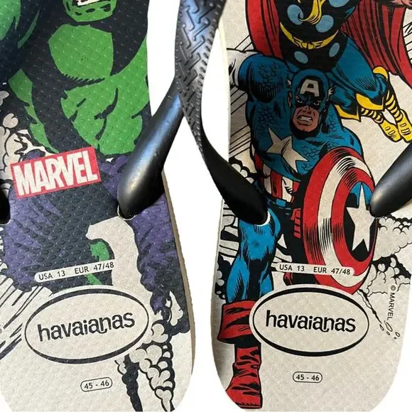 Havaianas The Marvel Avengers Hulk Thor Thong Flip Flops Sandals Men Size 13 - Picture 5 of 7
